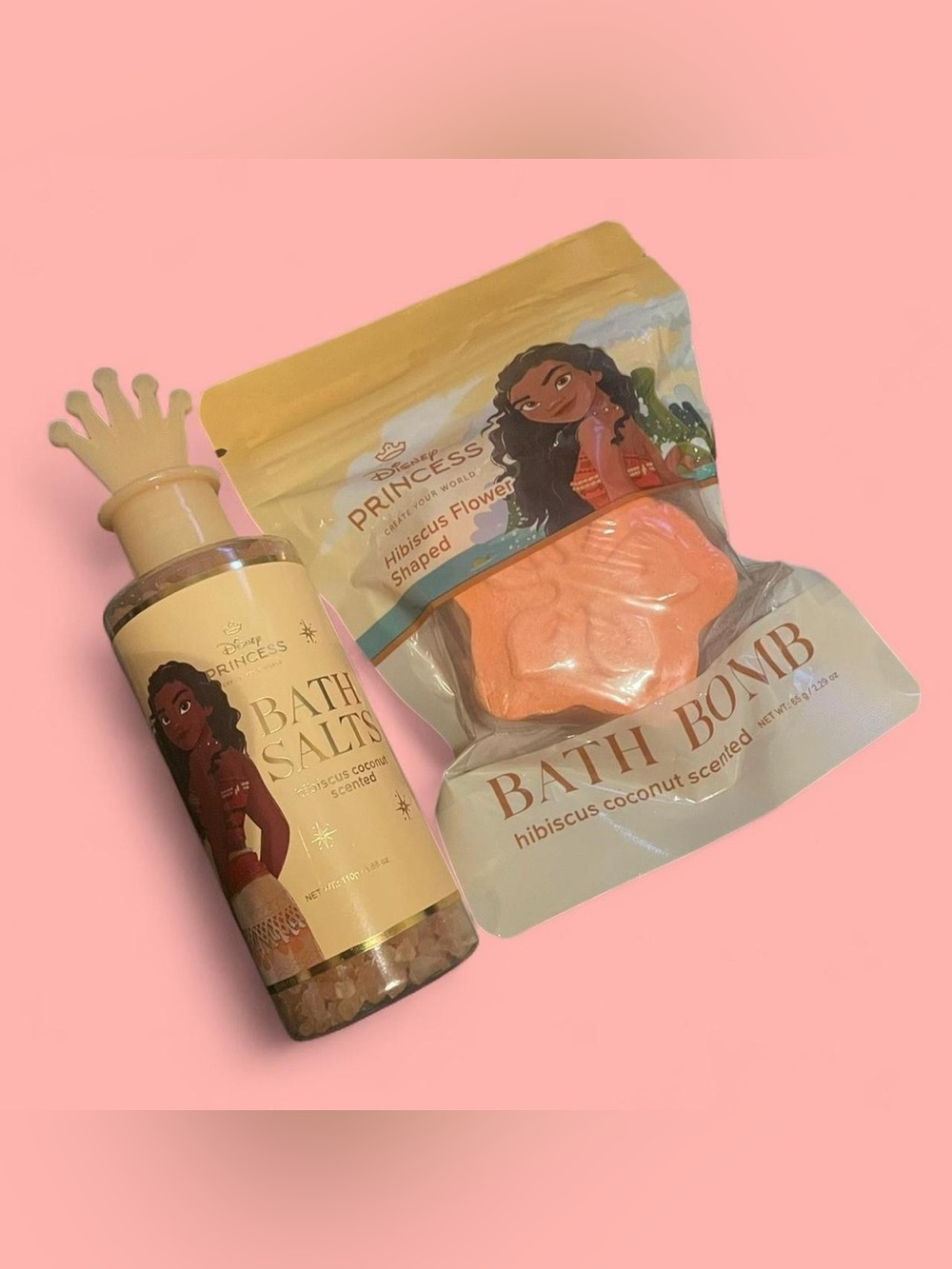 Disney Princess Hibiscus Coconut Bath Bomb & Salts - Peach Orange
